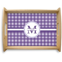 Gingham Print Natural Wooden Tray - Large (Personalized)