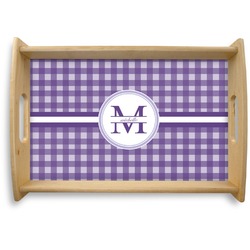 Gingham Print Natural Wooden Tray - Small (Personalized)