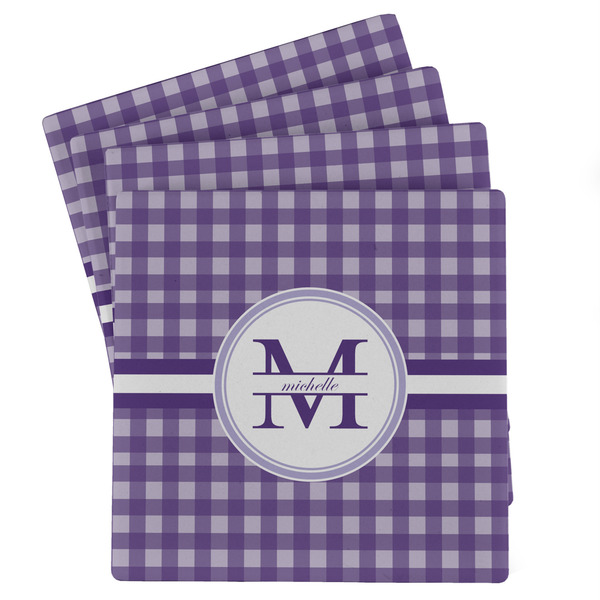 Custom Gingham Print Absorbent Stone Coasters - Set of 4 (Personalized)