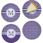 Gingham Print Set of 4 Glass Appetizer / Dessert Plate 8" (Personalized)