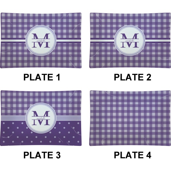 Gingham Print Set of Rectangular Appetizer / Dessert Plates (Approval)