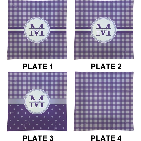 Gingham Print Set of Square Dinner Plates (Approval)