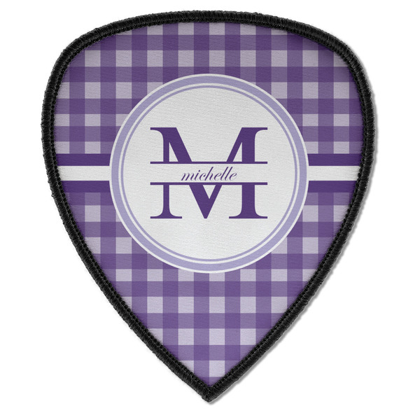 Custom Gingham Print Iron on Shield Patch A w/ Name and Initial