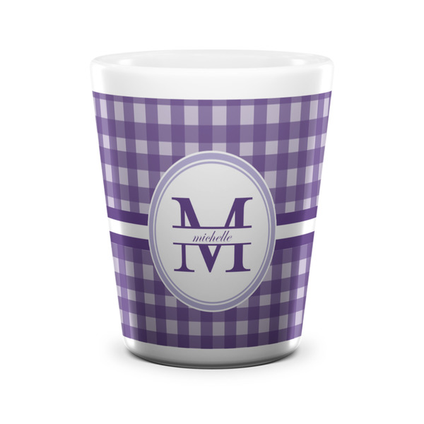 Gingham Print Shot Glass - White - FRONT