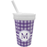 Gingham Print Sippy Cup with Straw (Personalized)