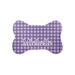 Gingham Print Bone Shaped Dog Food Mat (Small) (Personalized)