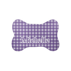 Gingham Print Bone Shaped Dog Food Mat (Small) (Personalized)