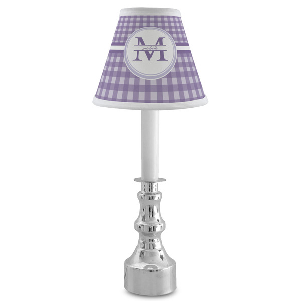 Gingham Print Small Chandelier Lamp - LIFESTYLE (on candle stick)