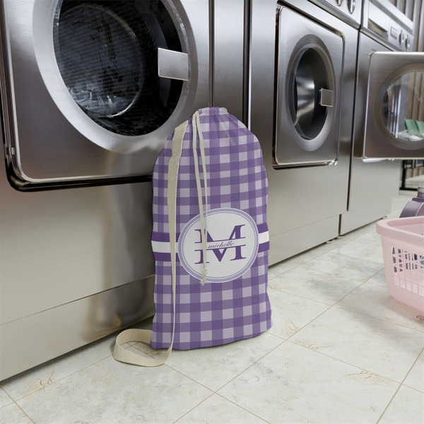 Gingham Print Small Landry Bag - In Context