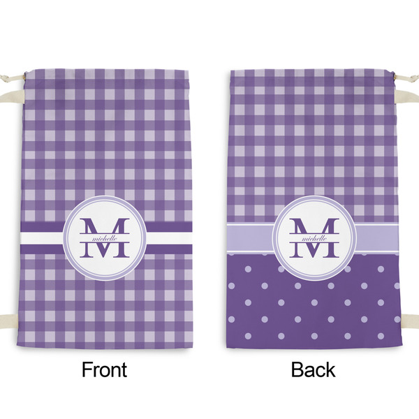 Gingham Print Small Laundry Bag - Front & Back View