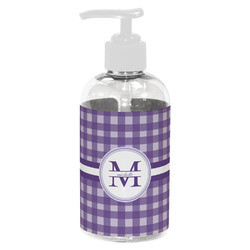 Gingham Print Plastic Soap / Lotion Dispenser (8 oz - Small - White) (Personalized)