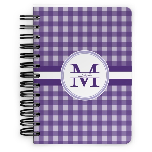 Custom Gingham Print Spiral Notebook - 5x7 w/ Name and Initial