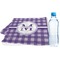 Gingham Print Sports Towel Folded with Water Bottle