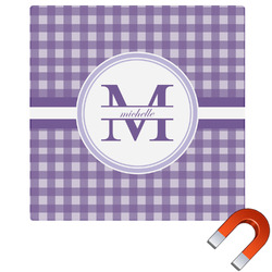 Gingham Print Square Car Magnet - 6" (Personalized)