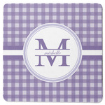 Gingham Print Square Rubber Backed Coaster (Personalized)