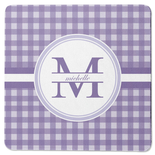 Custom Gingham Print Square Rubber Backed Coaster (Personalized)