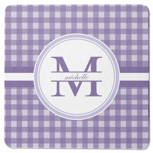Custom Gingham Print Square Rubber Backed Coaster (Personalized)