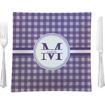 Gingham Print Glass Square Lunch / Dinner Plate 9.5" (Personalized)