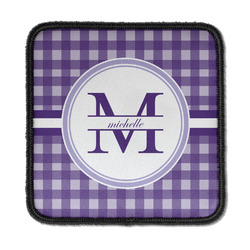 Gingham Print Iron On Square Patch w/ Name and Initial