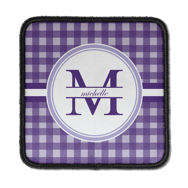 Custom Gingham Print Iron On Square Patch w/ Name and Initial