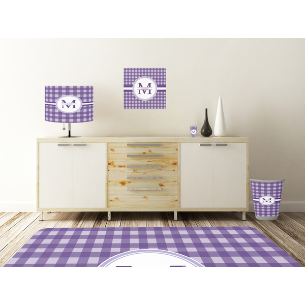 Gingham Print Square Wall Decal Wooden Desk