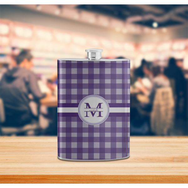 Gingham Print Stainless Steel Flask - LIFESTYLE 2