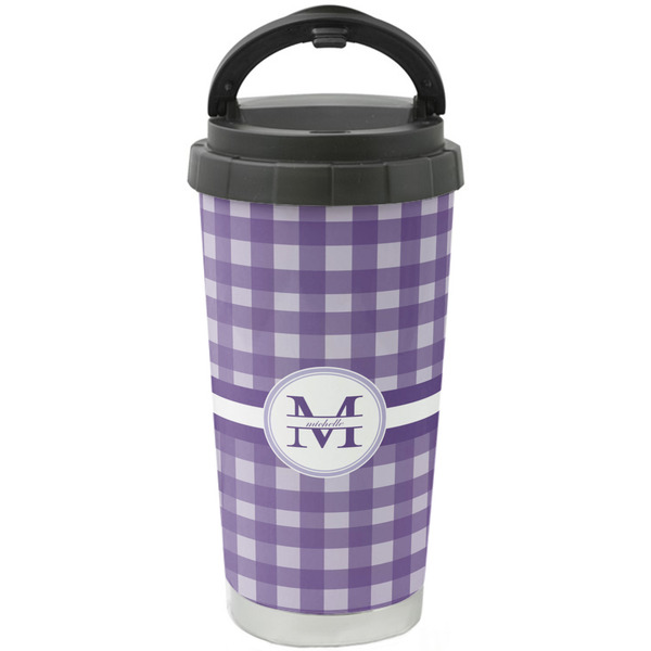 Custom Gingham Print Stainless Steel Coffee Tumbler (Personalized)