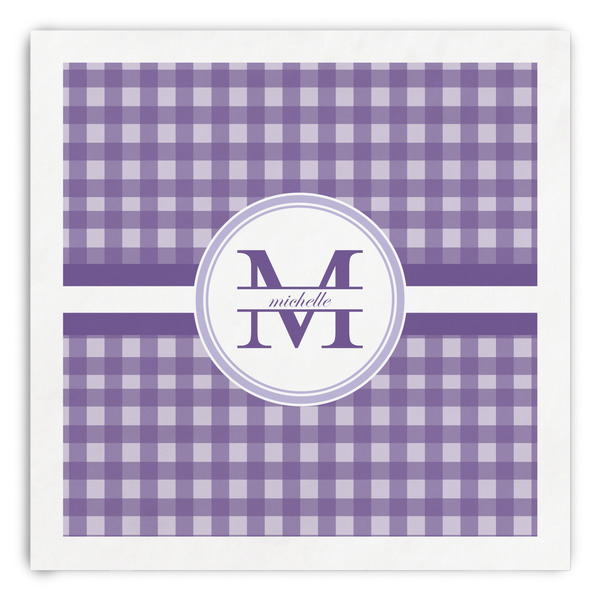Custom Gingham Print Paper Dinner Napkins (Personalized)
