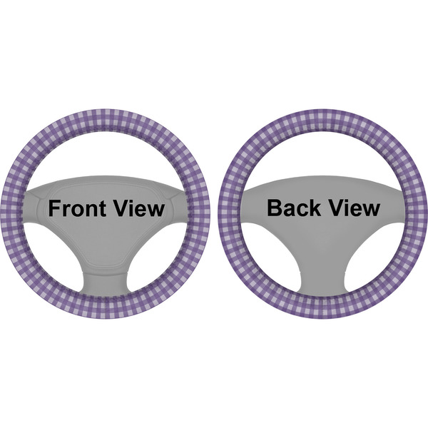 Gingham Print Steering Wheel Cover- Front and Back