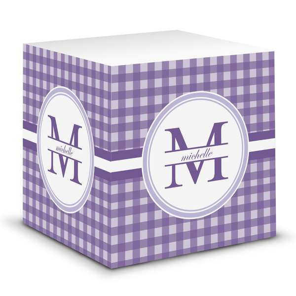 Custom Gingham Print Sticky Note Cube (Personalized)