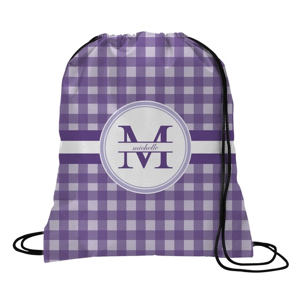Custom Gingham Print Drawstring Backpack - Small (Personalized)