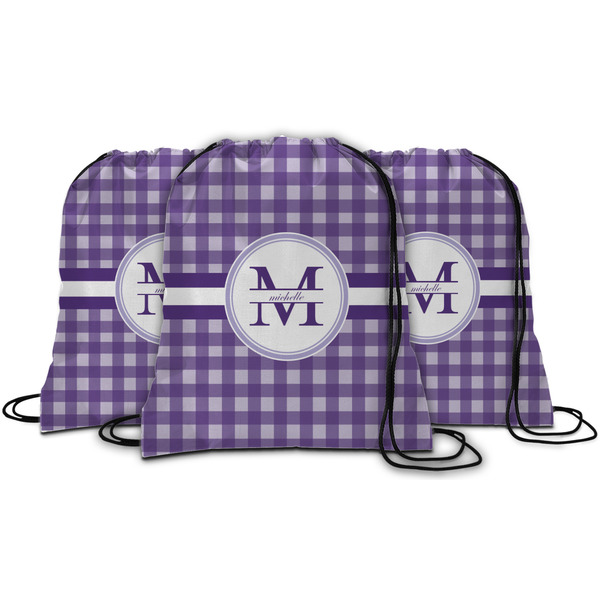 Gingham Print String Backpack - MAIN