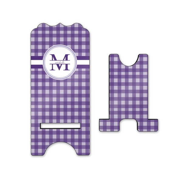 Gingham Print Stylized Phone Stand - Front & Back - Small