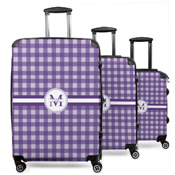 Gingham Print 3 Piece Luggage Set - 20" Carry On, 24" Medium Checked, 28" Large Checked (Personalized)