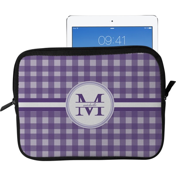 Custom Gingham Print Tablet Case / Sleeve - Large (Personalized)