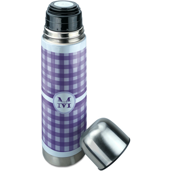 Gingham Print Thermos - Lid Off