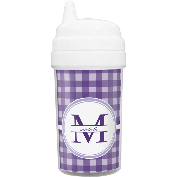 Custom Gingham Print Toddler Sippy Cup (Personalized)