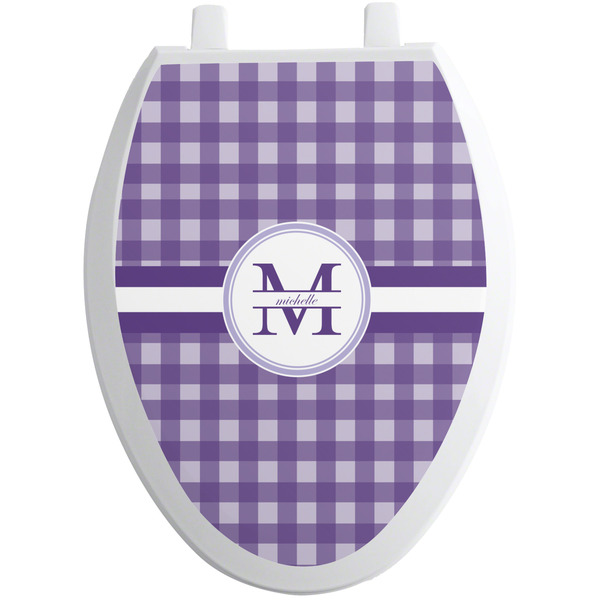 Custom Gingham Print Toilet Seat Decal - Elongated (Personalized)