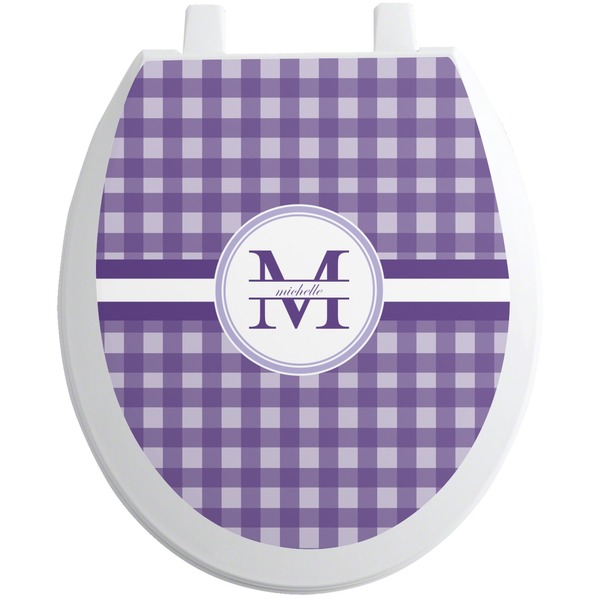 Custom Gingham Print Toilet Seat Decal - Round (Personalized)