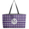 Gingham Print Tote w/Black Handles - Front View