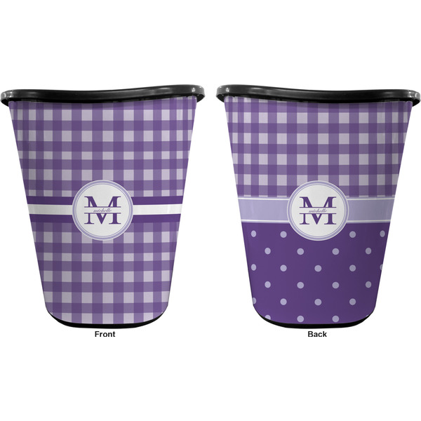 Gingham Print Trash Can Black - Front and Back - Apvl
