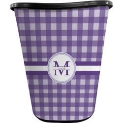 Gingham Print Waste Basket - Double Sided (Black) (Personalized)
