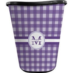 Gingham Print Waste Basket - Single Sided (Black) (Personalized)