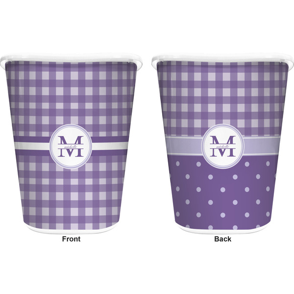 Gingham Print Trash Can White - Front and Back - Apvl
