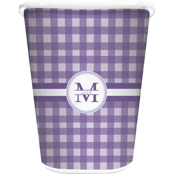 Custom Gingham Print Waste Basket (Personalized)