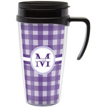 Gingham Print Acrylic Travel Mug with Handle (Personalized)