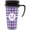 Gingham Print Acrylic Travel Mug with Handle (Personalized)