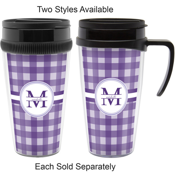 Gingham Print Travel Mugs - with & without Handle