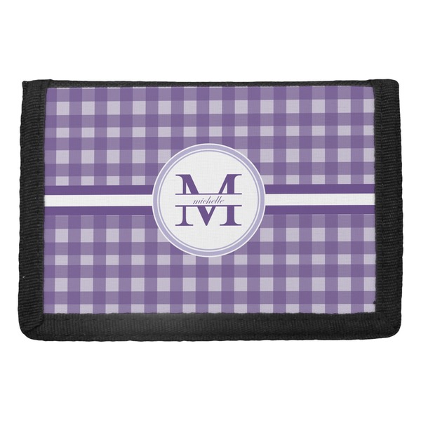 Custom Gingham Print Trifold Wallet (Personalized)