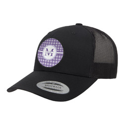 Gingham Print Trucker Hat - Black (Personalized)